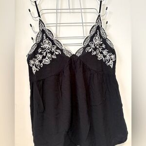 Embroidered Baby Doll Cami Blouse